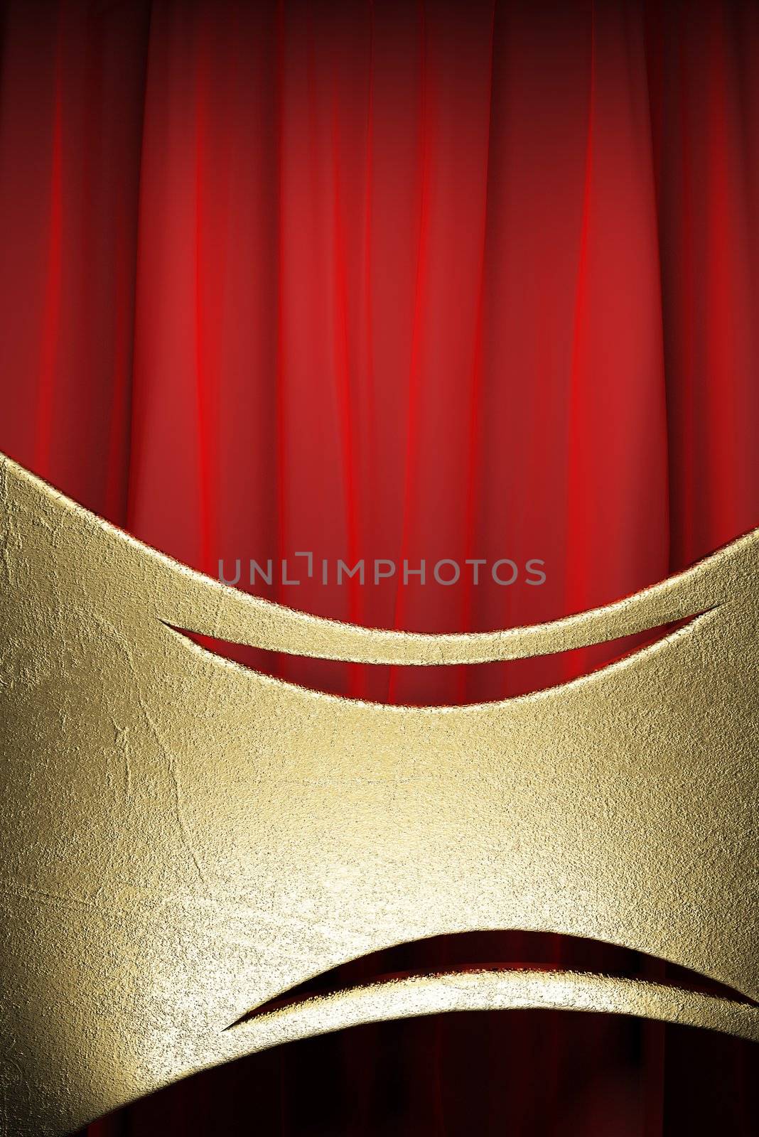 gold on red velvet curtain