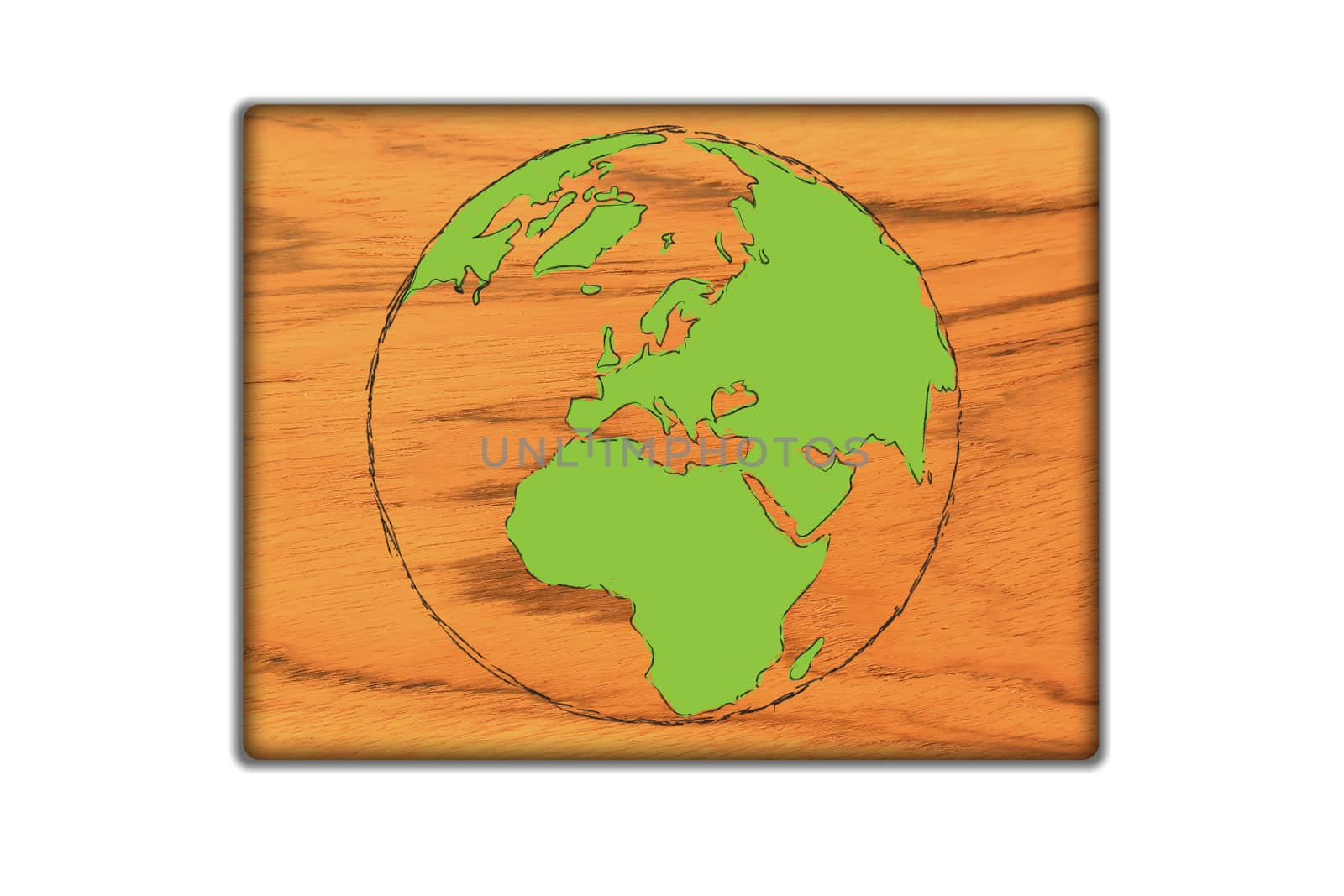 draw  Sign world map on wood