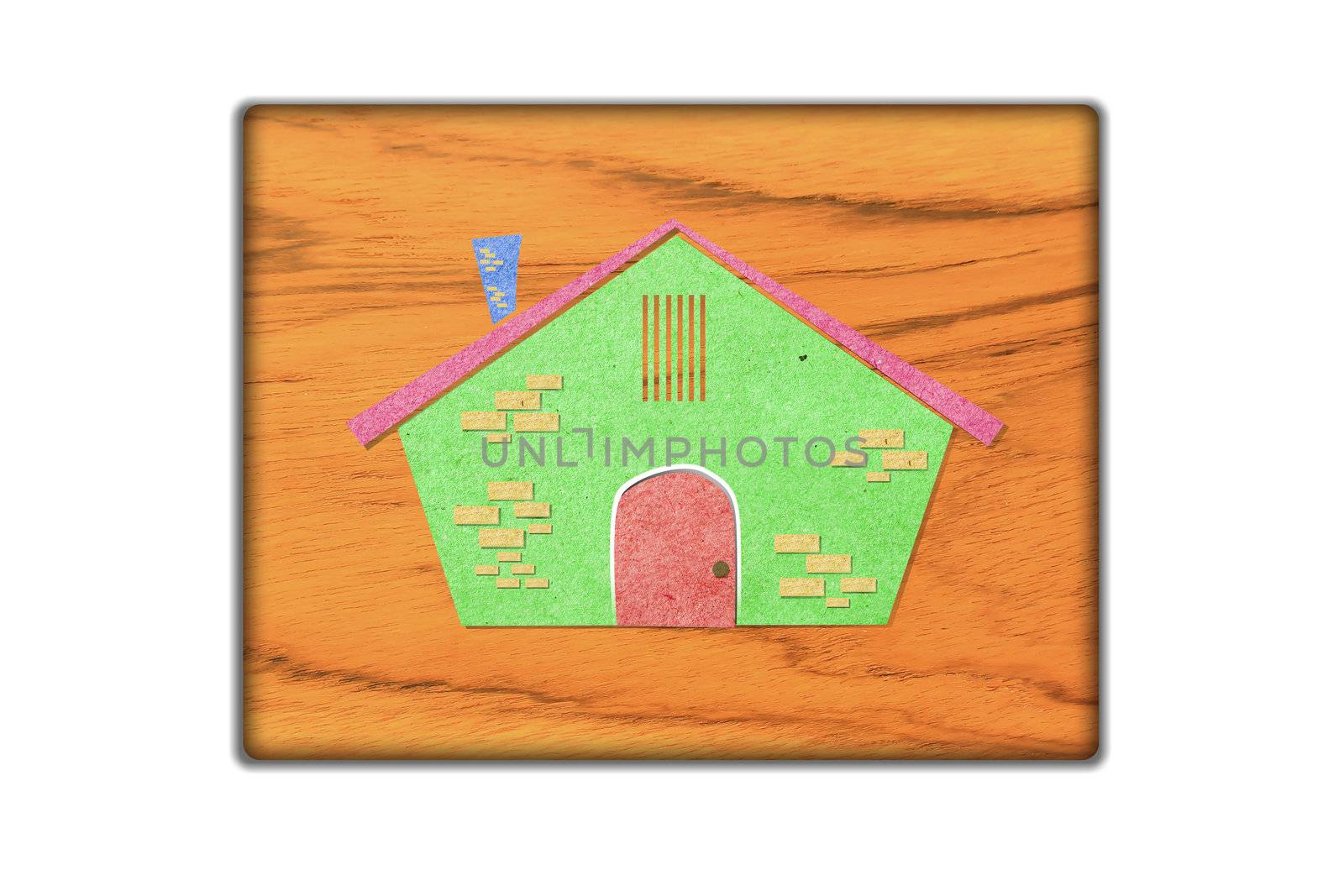 House icon  on   wood background.