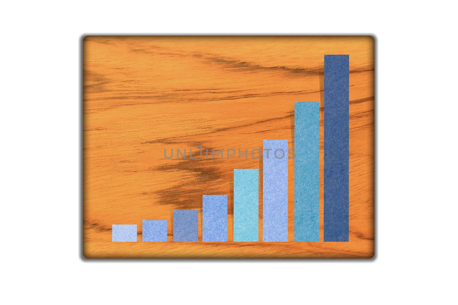 Graph icon on wood background and textured by rufous