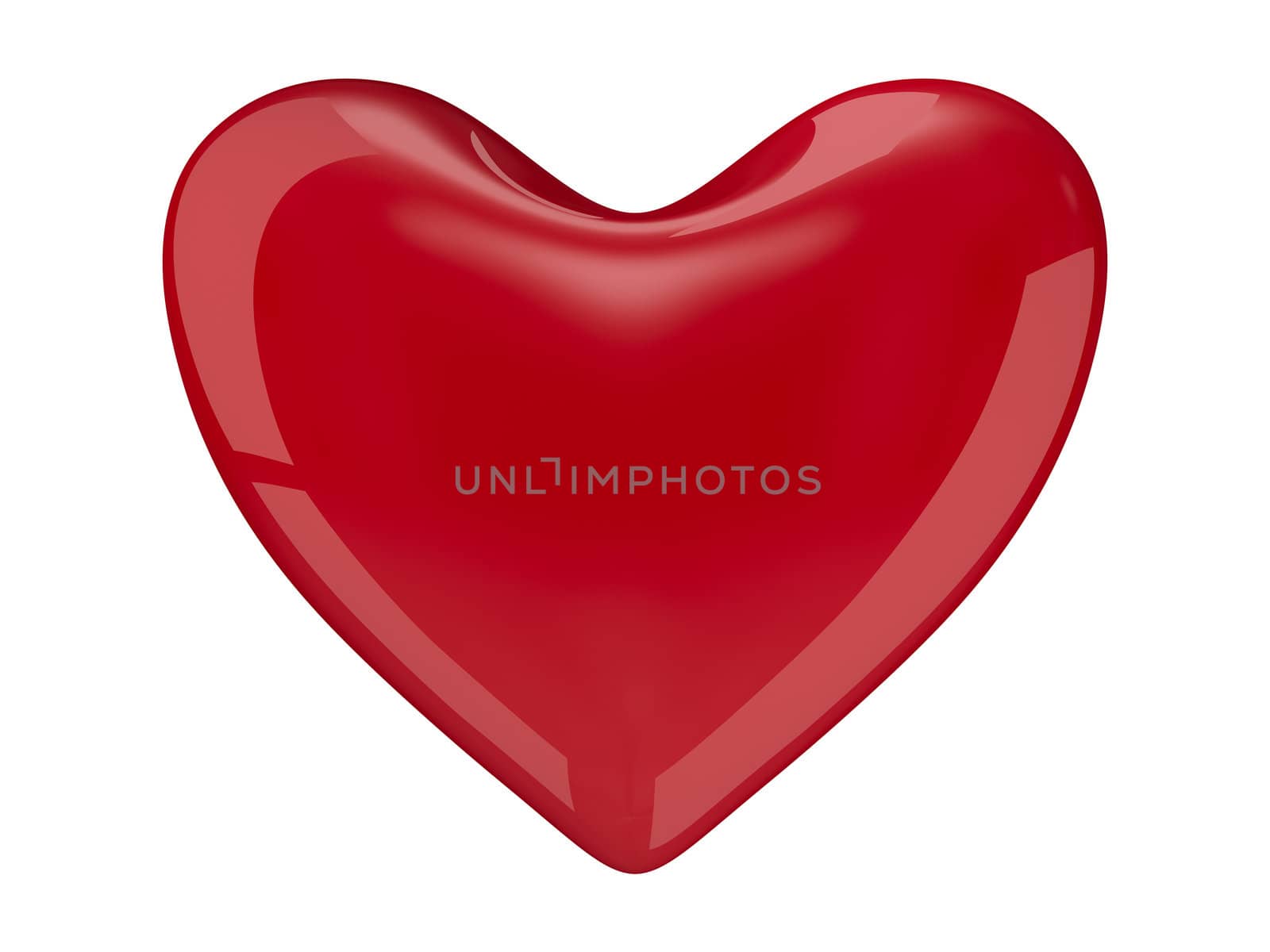 Isolated heart on white background. 3D image