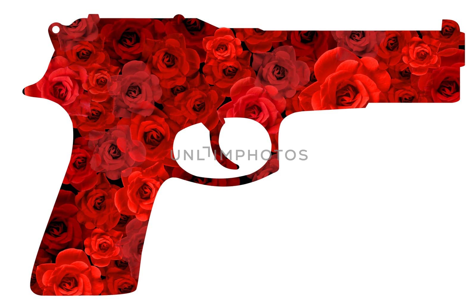 Gun with red flowers as the texture