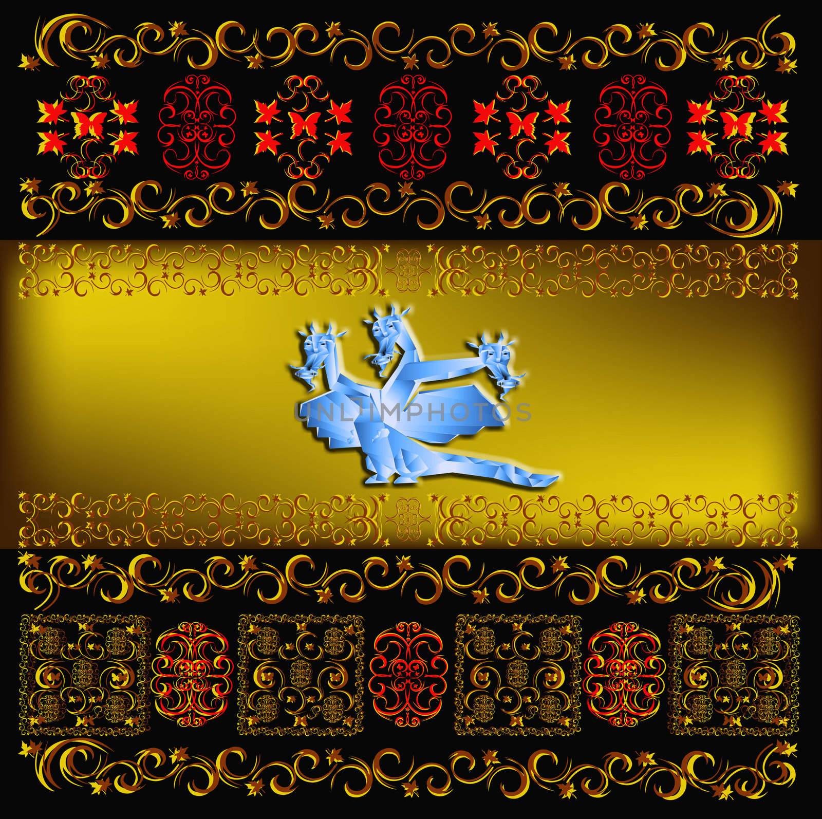 Fantastic dragon a symbol 2012 new years on abstract background