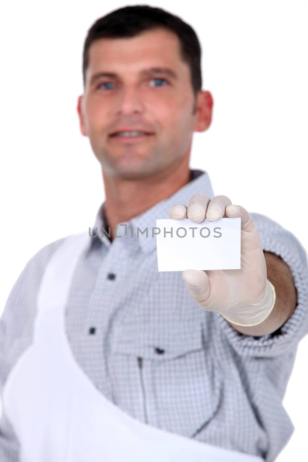 Painter with blank business card by phovoir
