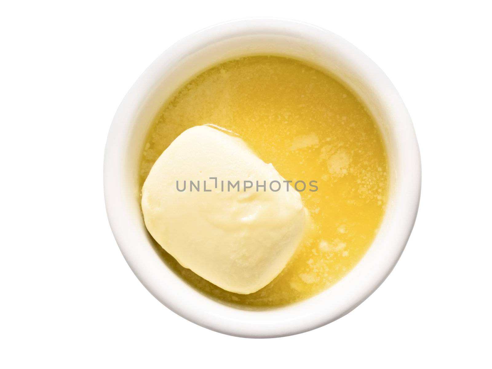 close up of a bowl of melted butter