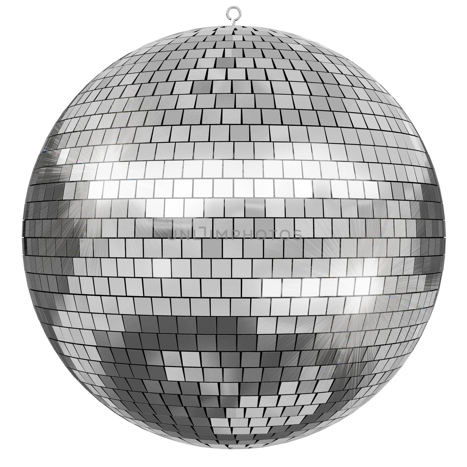 3D rendered Disco Mirrorball on white background.