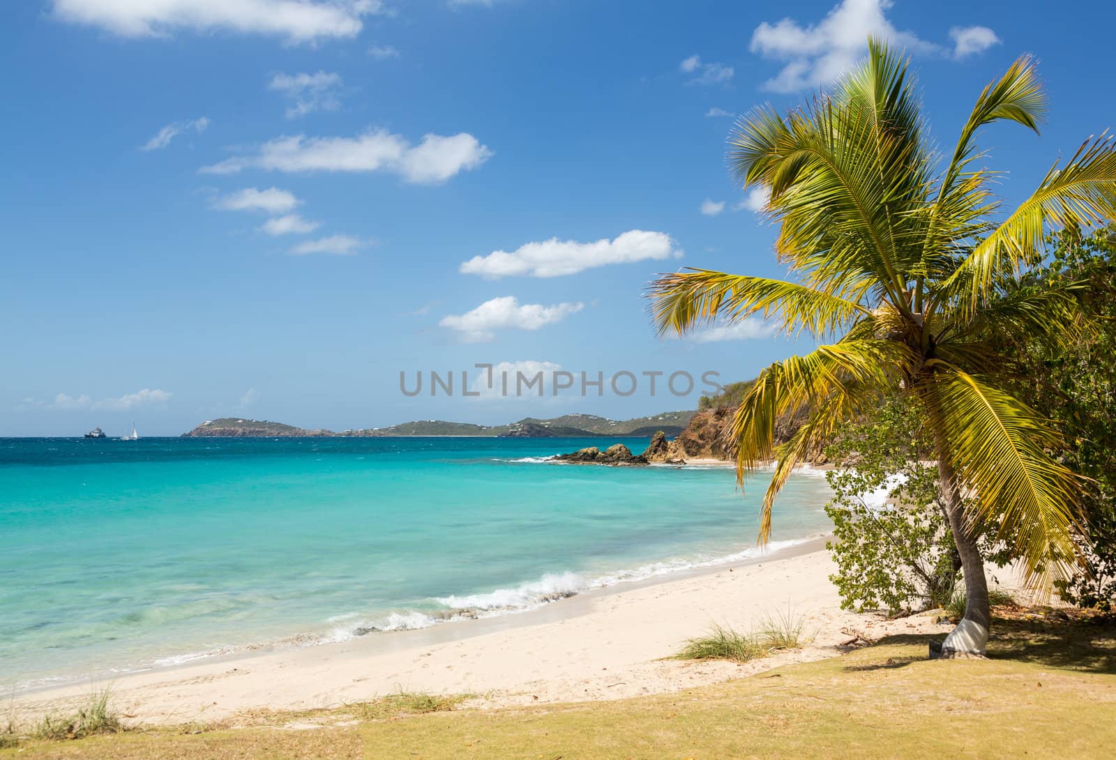 Beach scene on island of St Thomas in US Virgin Islands USVI