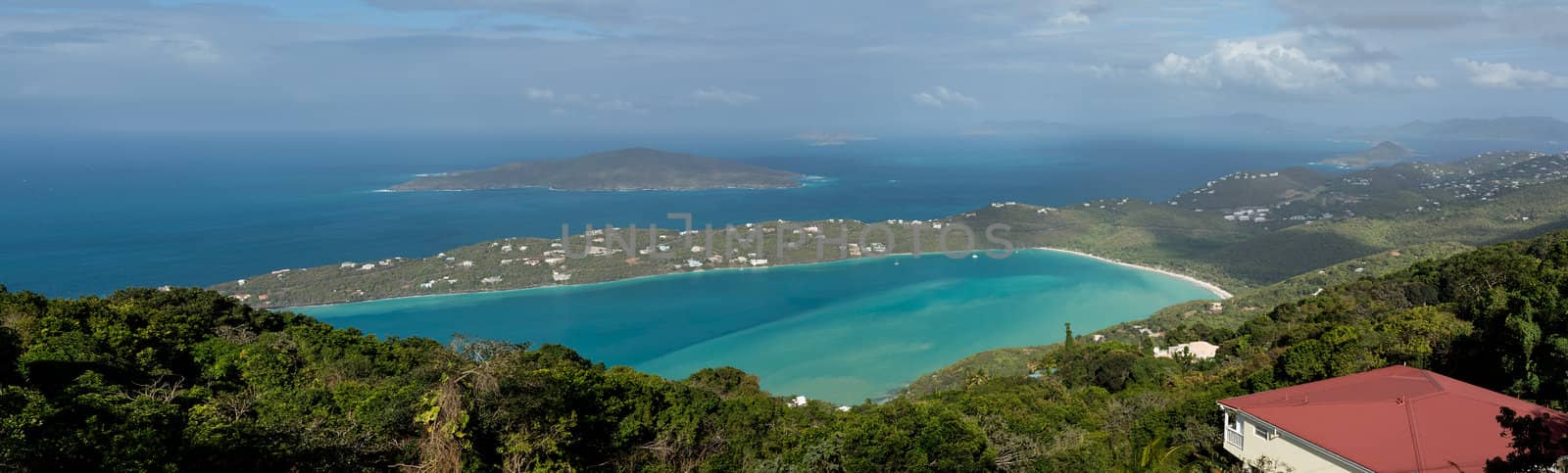 Broad panorama of Magen or Magens Bay on St Thomas US Virgin Islands USVI