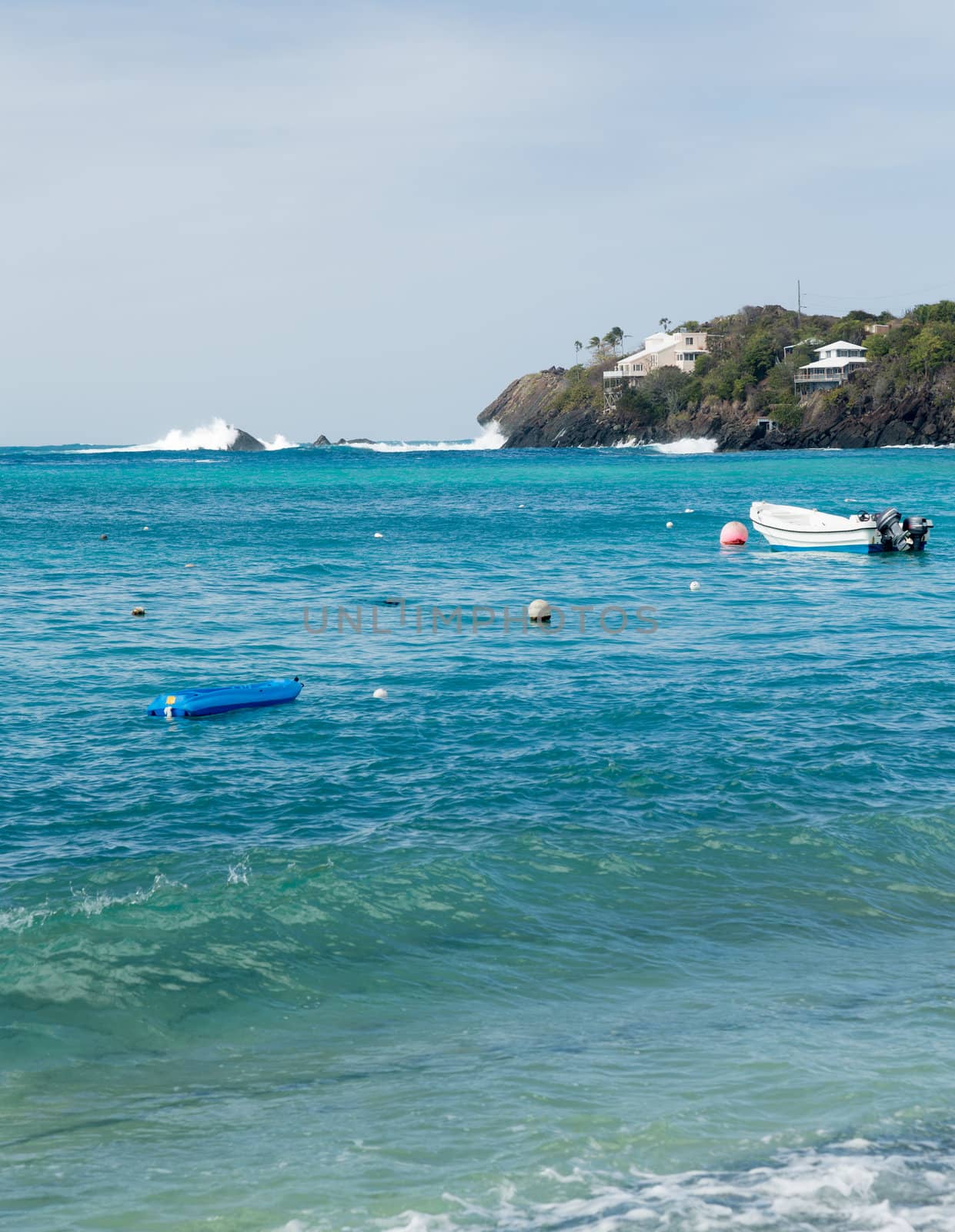 Vertical Hull Bay beach scene on island of St Thomas in US Virgin Islands USVI