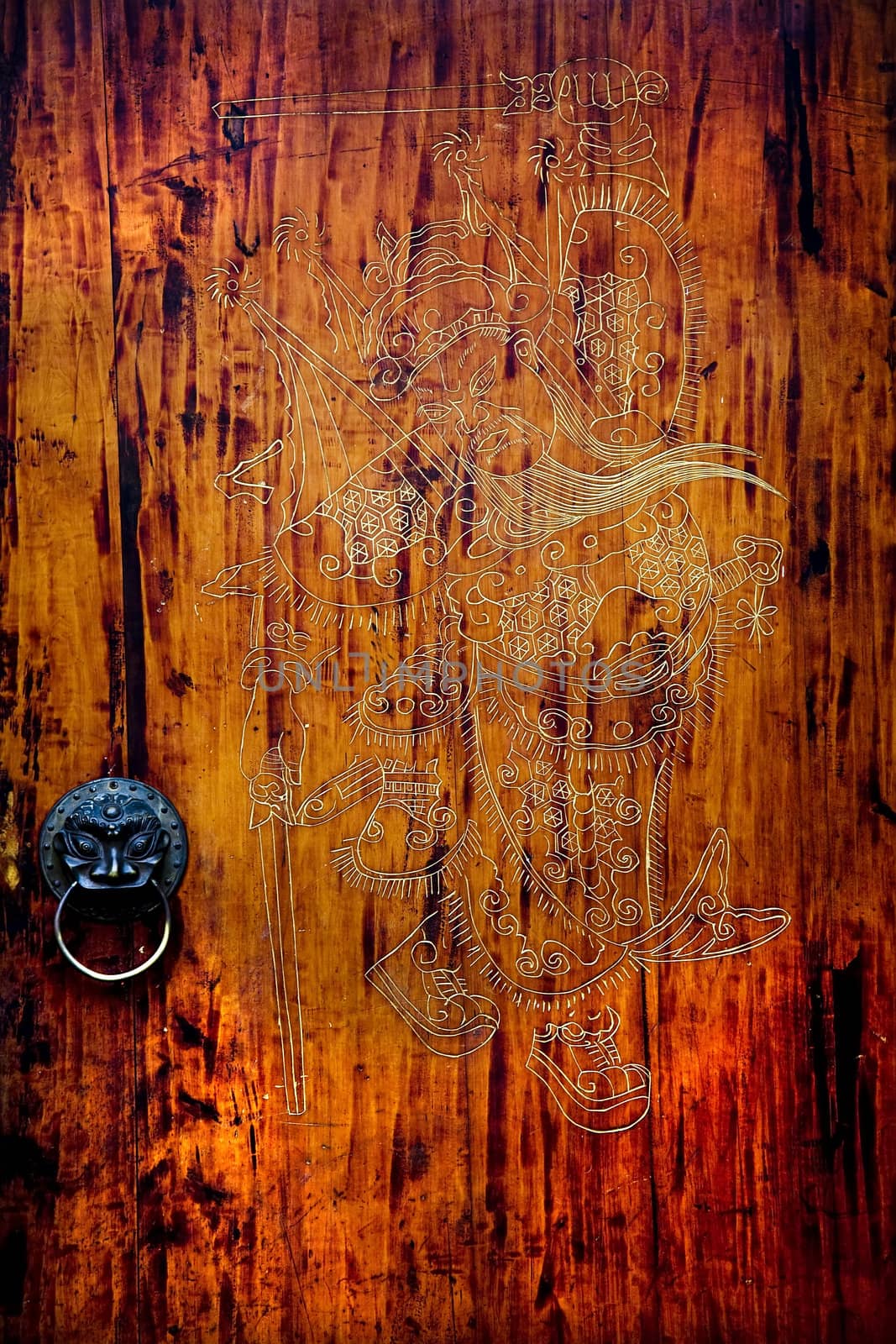 Old Carved Wooden Door Jinli Street Sichuan China by bill_perry