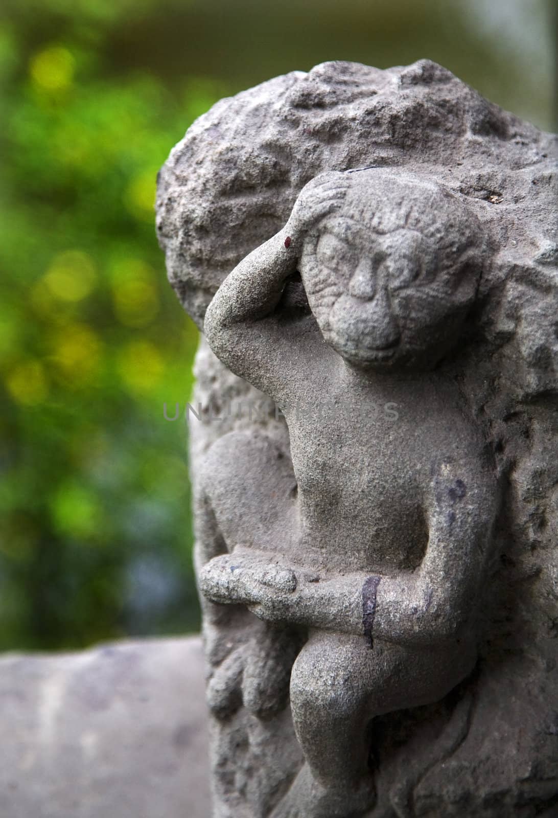 Old Monkey Statue, Wuhou Memorial, Three Kingdoms, Temple, Chengdu, Sichuan, China.  This is from the 1700s.