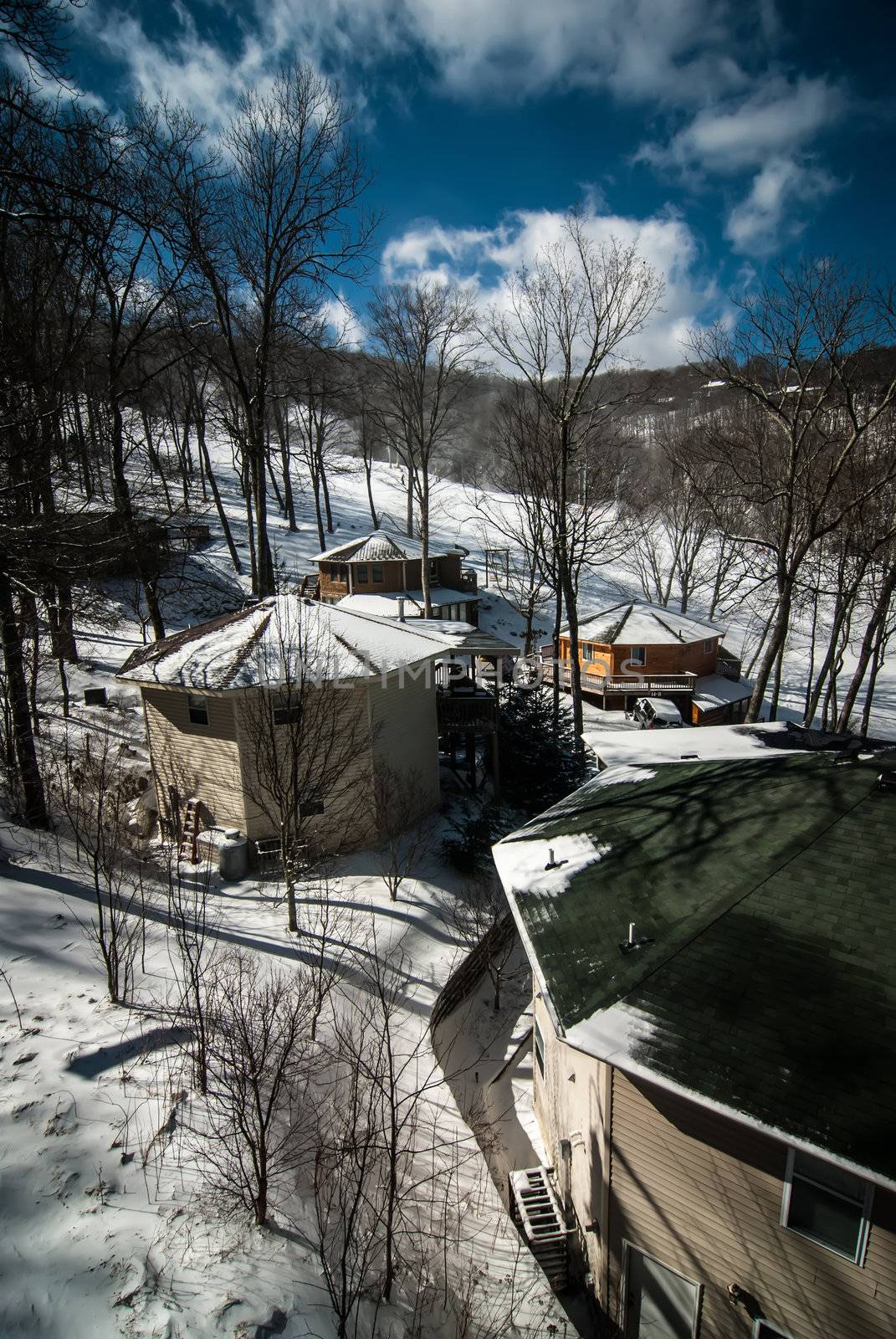 sunny day at the north carolina skiing resort in february