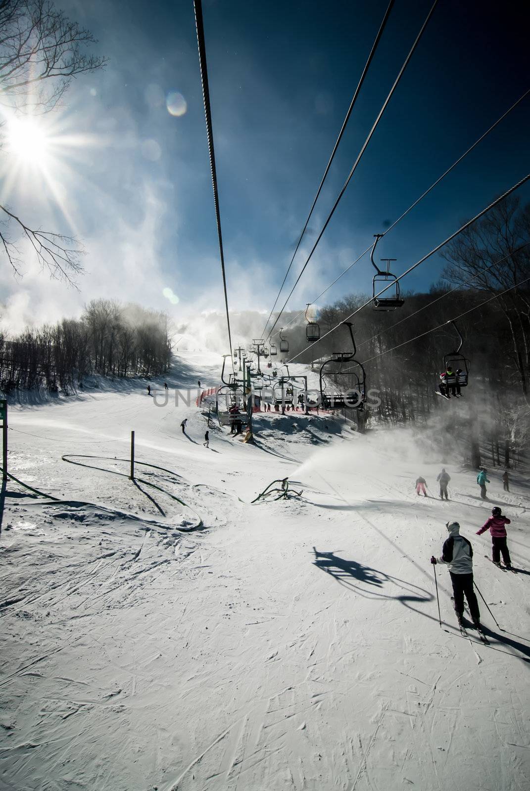 sunny day at the north carolina skiing resort in february