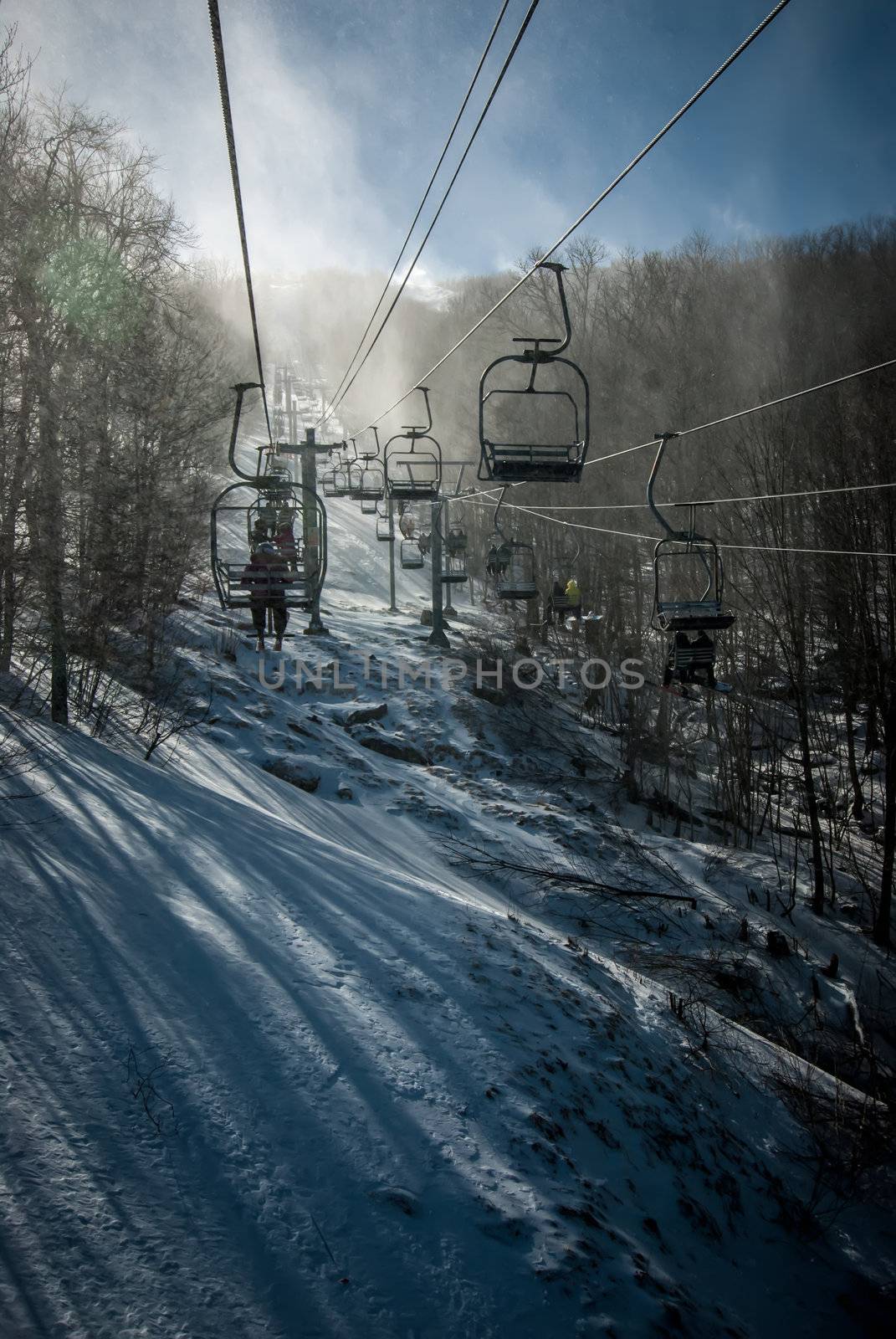 sunny day at the north carolina skiing resort in february