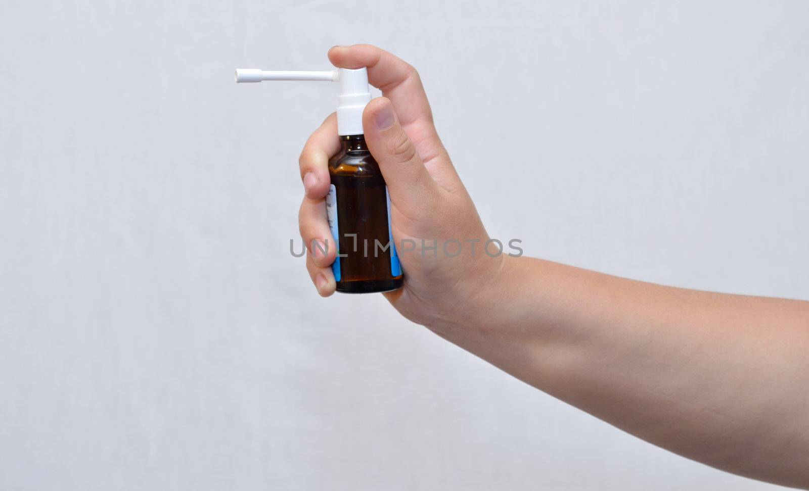 On white background, are made hands, medication. The Photo.