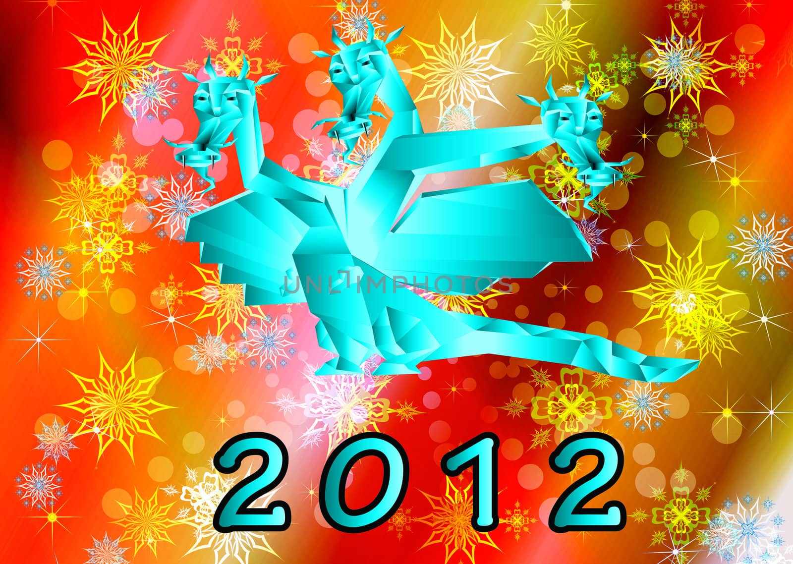 Fantastic dragon-symbol 2012 New Years. by sergey150770SV