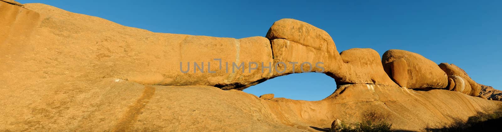 Panorama from four photos of the natural arch at Spitzkoppe in Namibia
