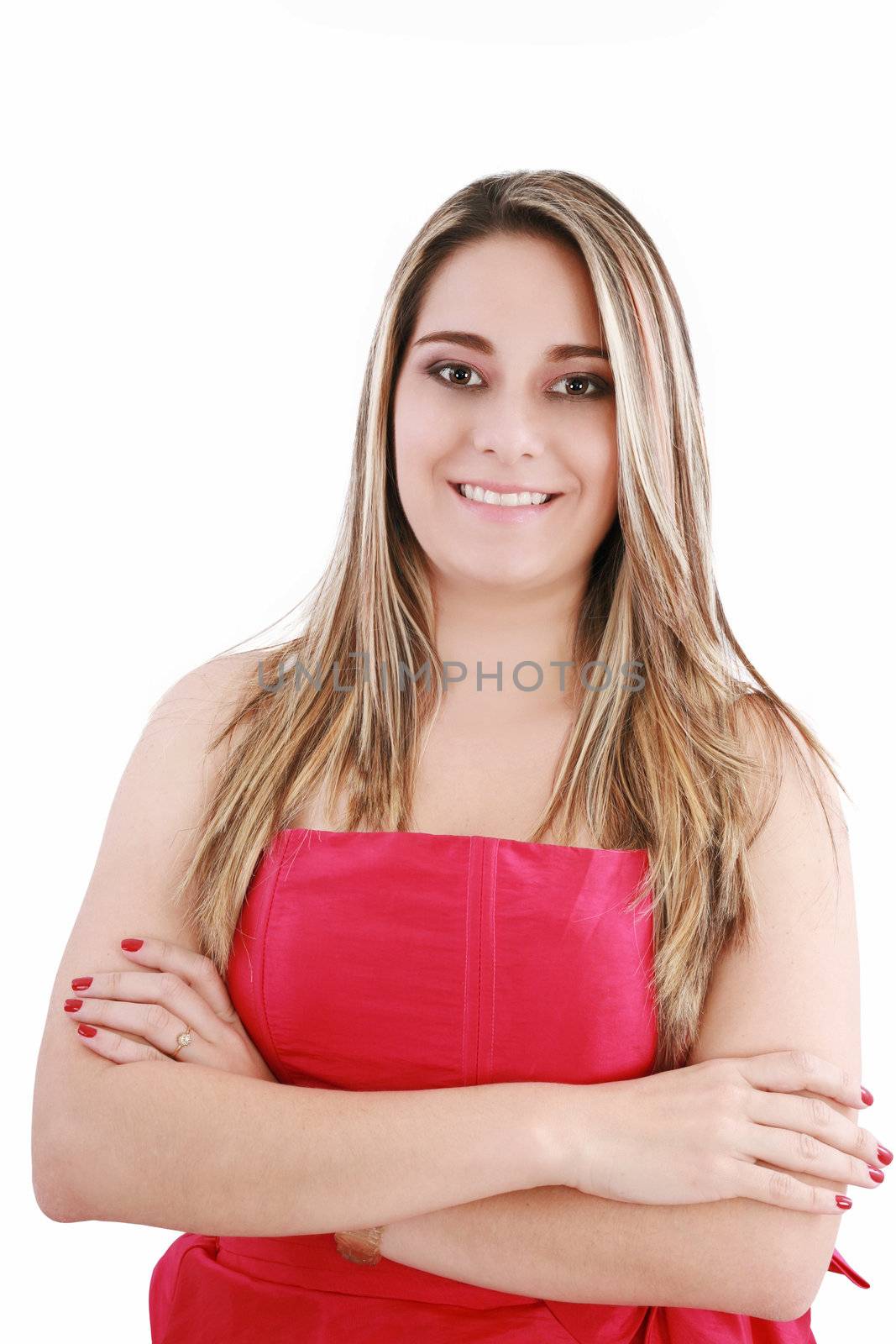 Close-up portrait of young woman casual portrait in positive view, big smile