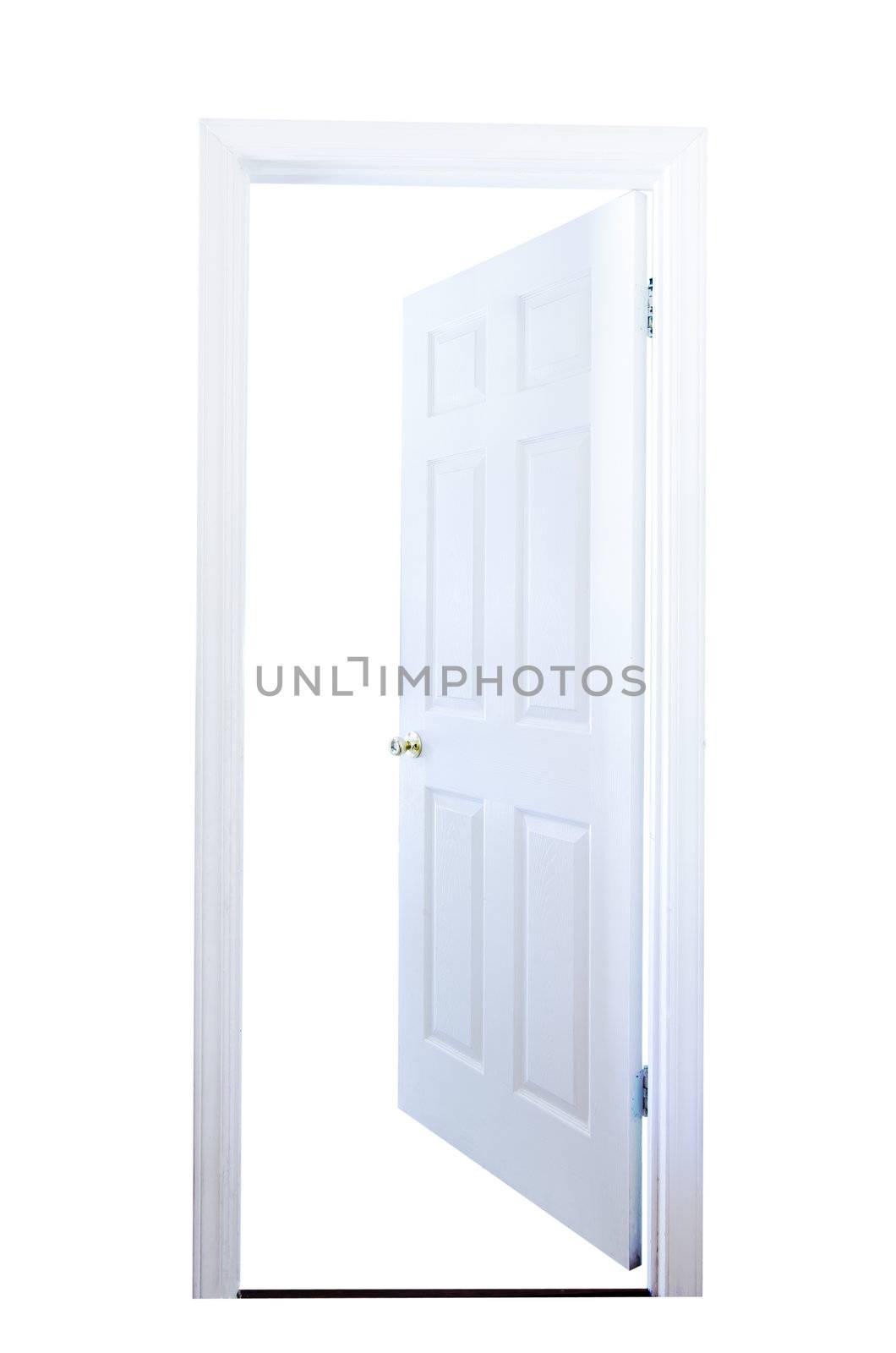 Open door isolated on white background with clipping path.