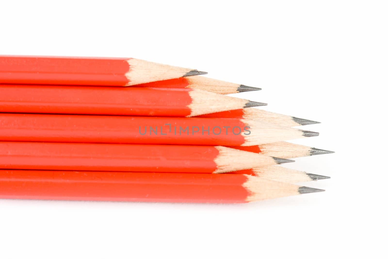 Stationery. The sharpen pencils on a white background.