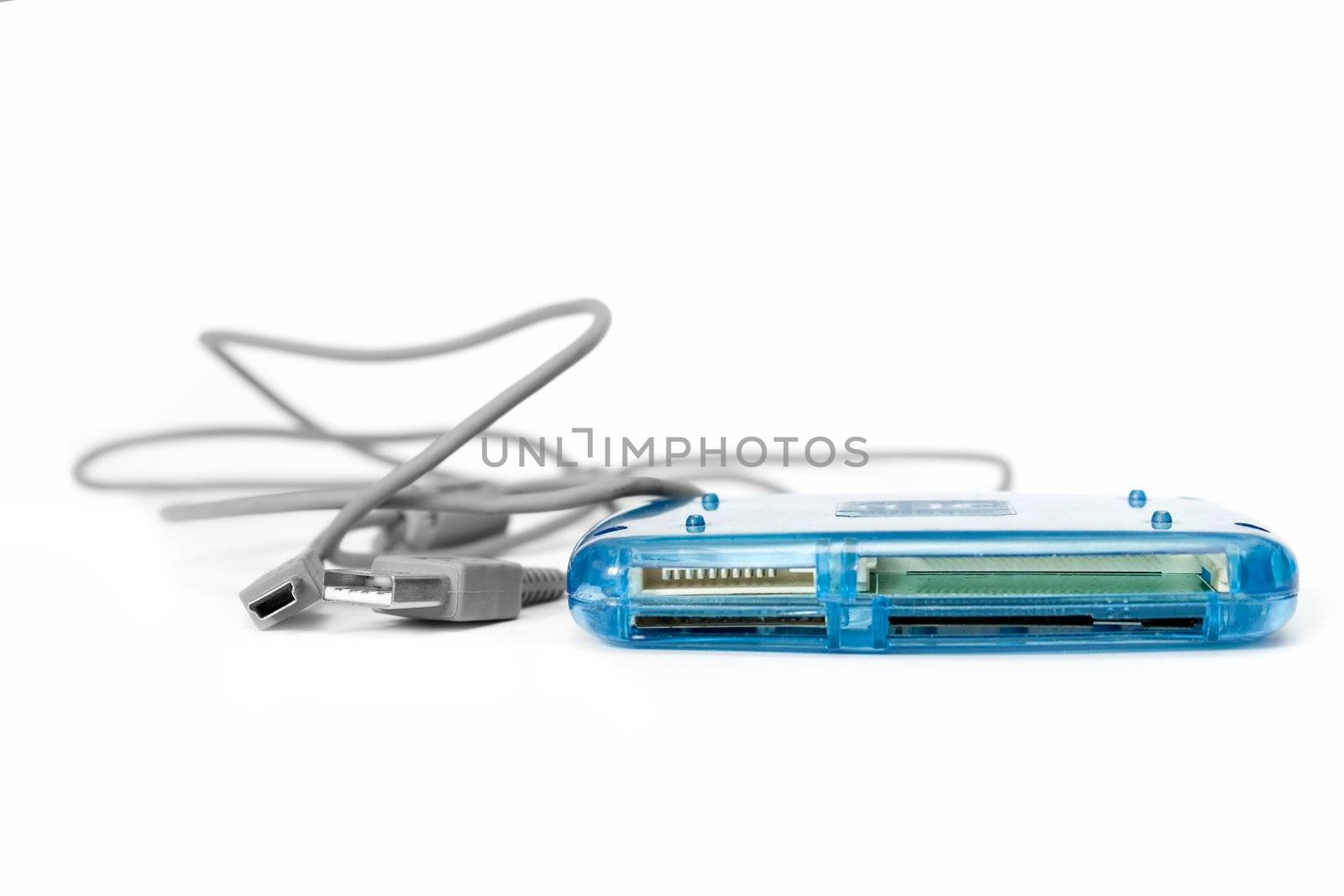 Card Reader and usb cable on a white background