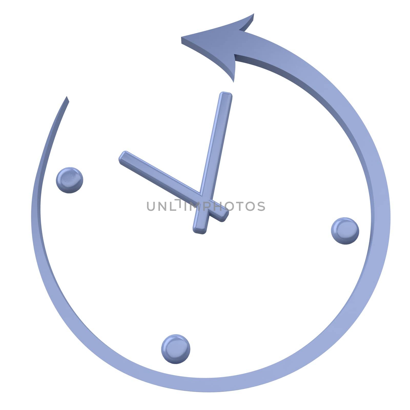 Turn back the clock. Abstract clock on a white background.