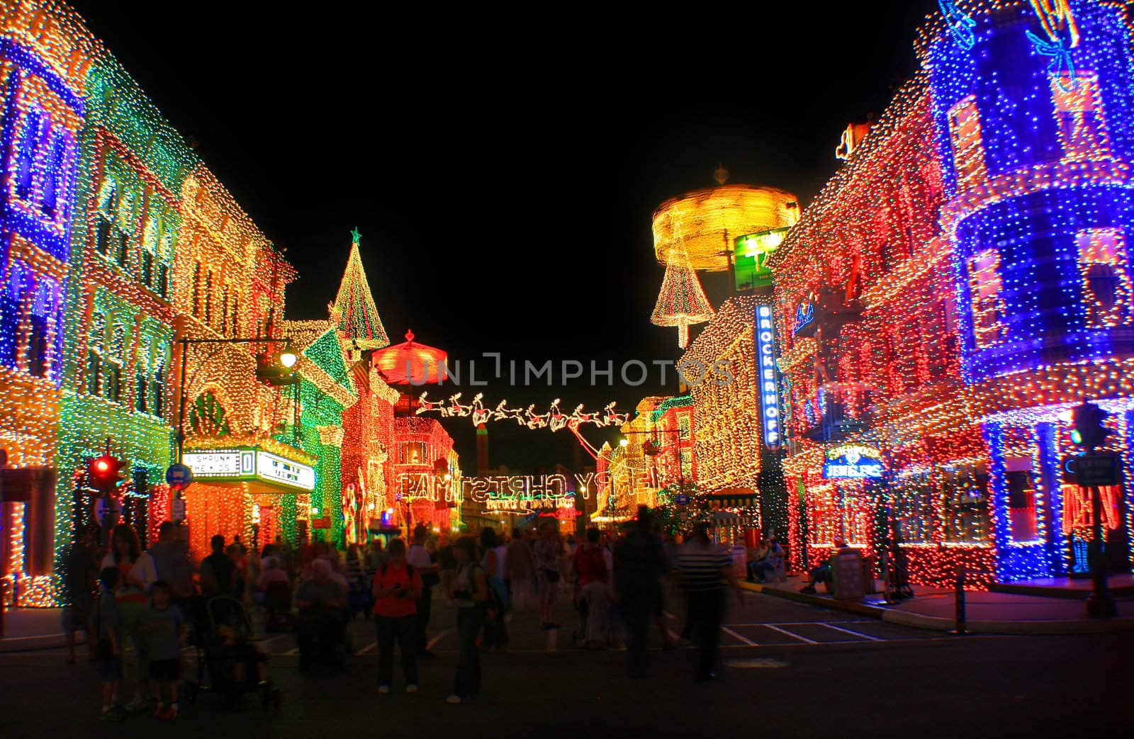 Lights at Christmas down a street