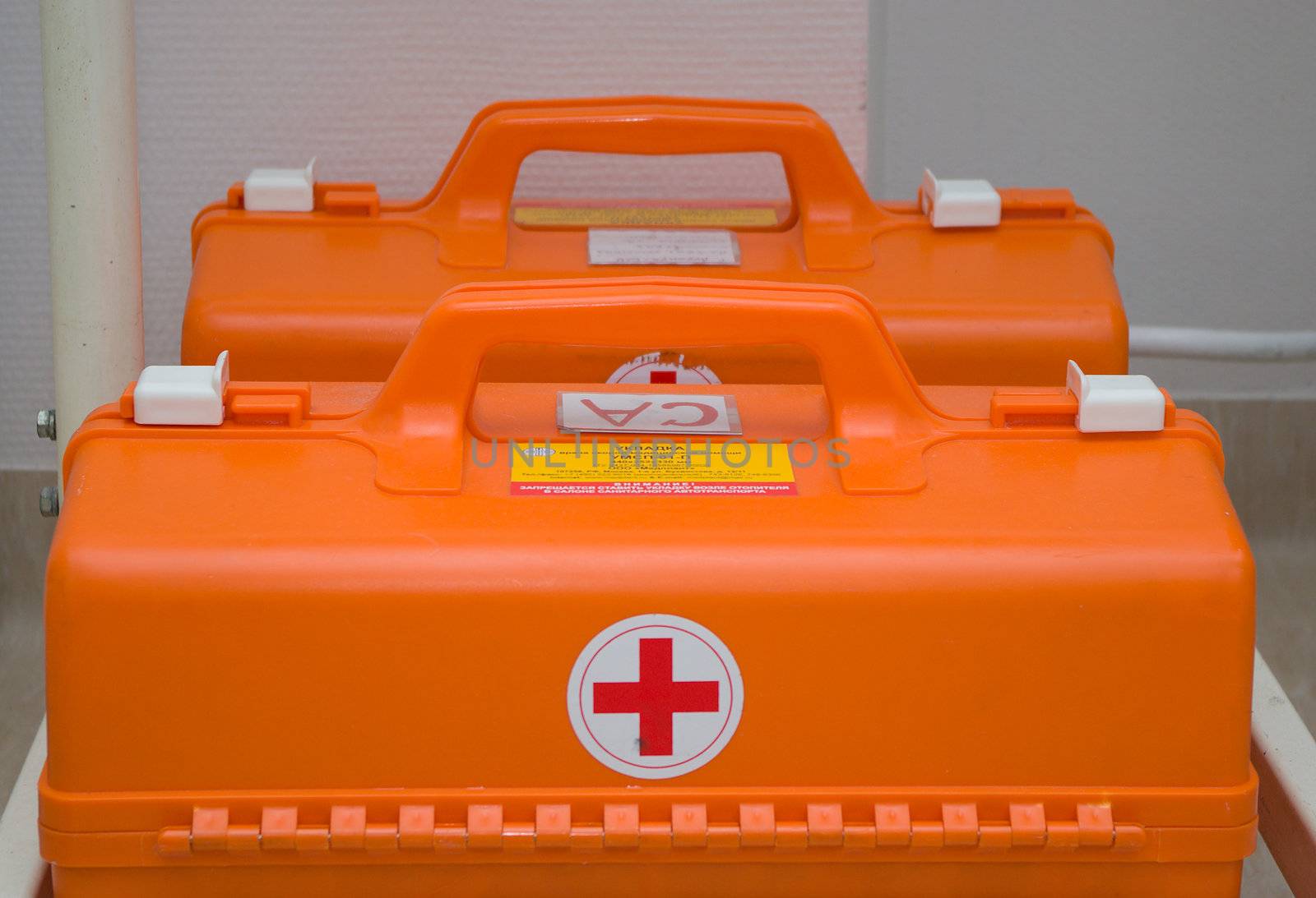 set paramedics.medical equipment in hospital.