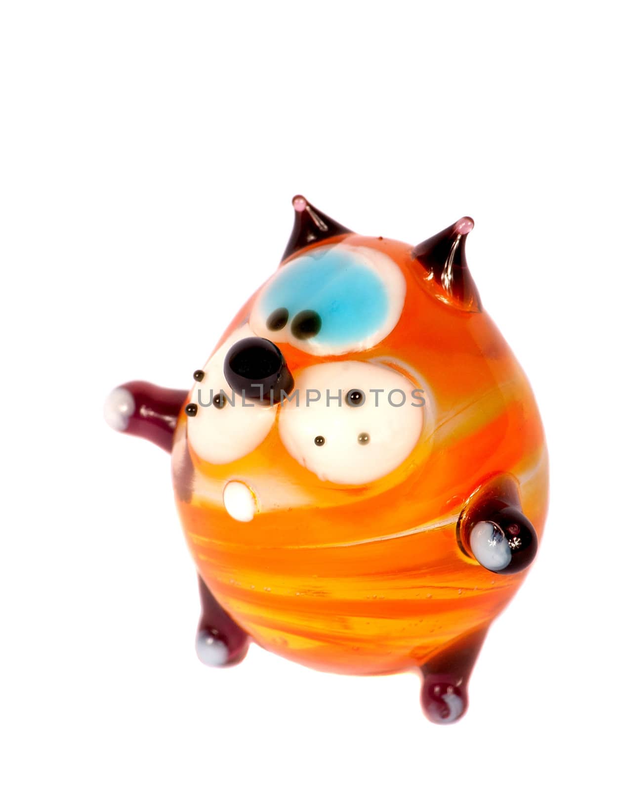 Toy cat from glass on a white background