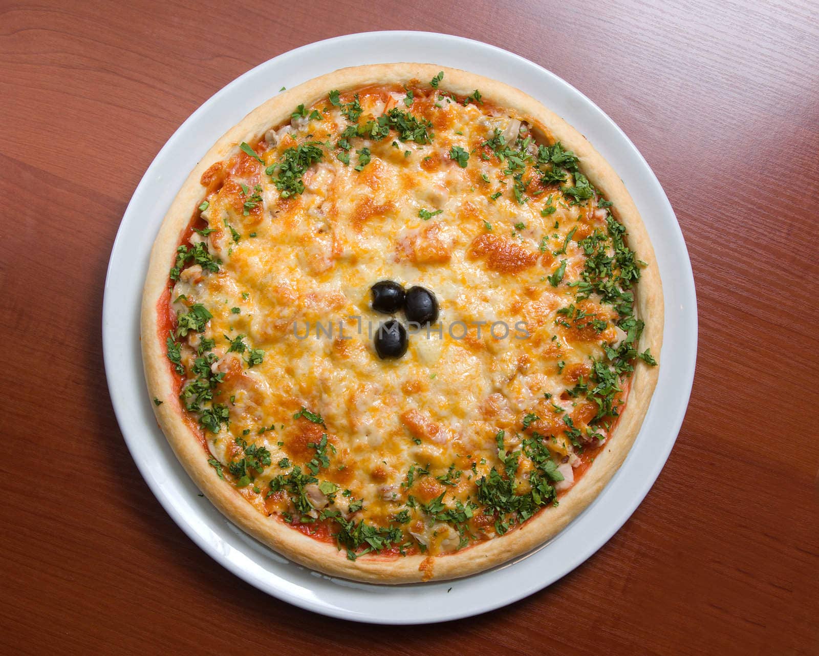 Tasty Italian pizza  on plate.Italian kitchen