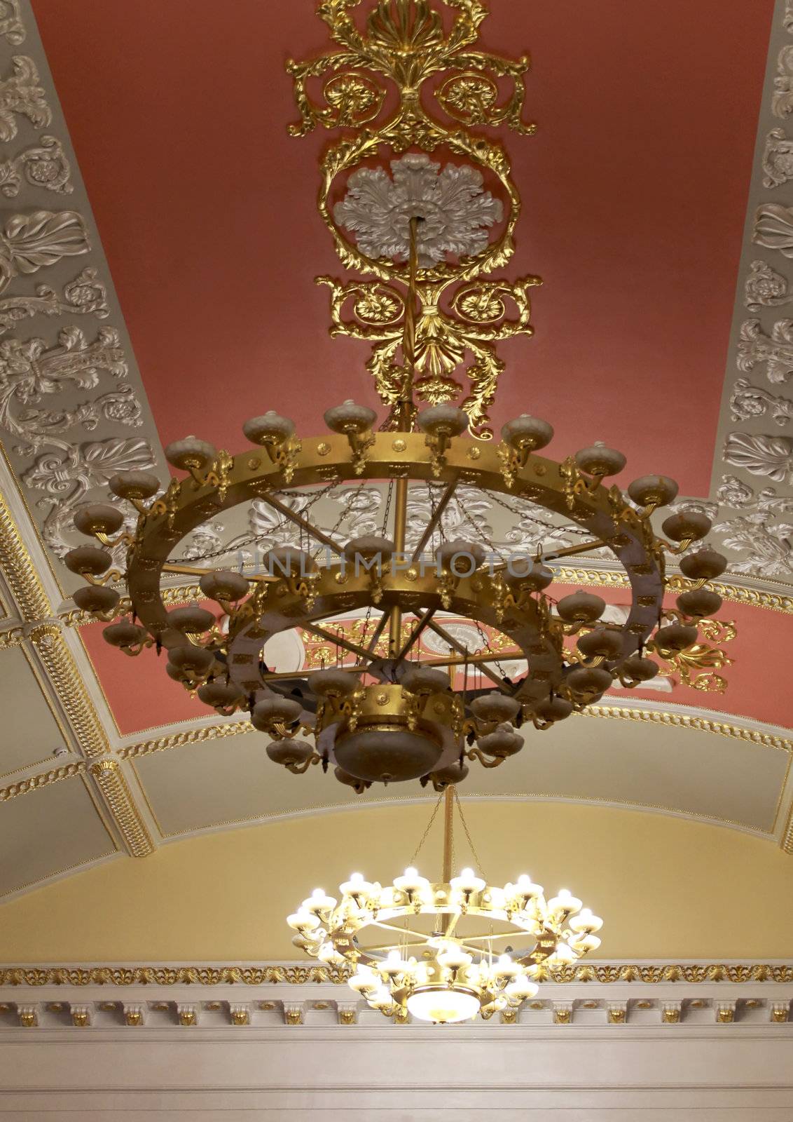 Two bronze big palace chandelier with gilding