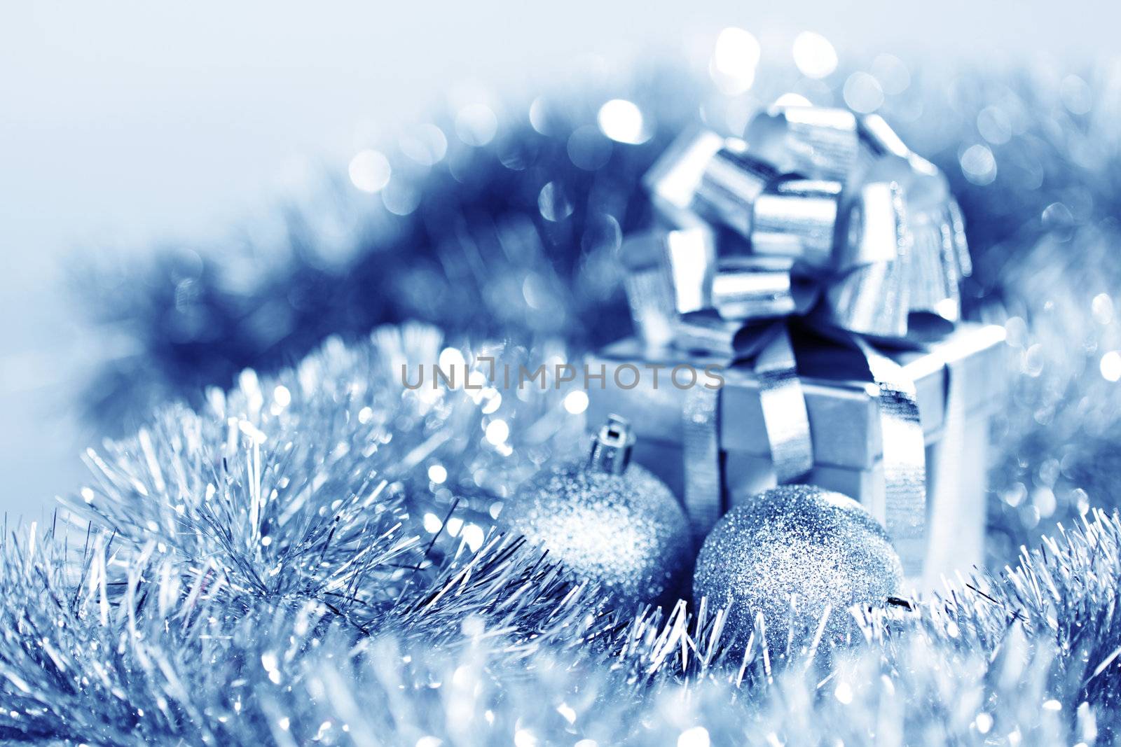 blue christmas card macro close up
