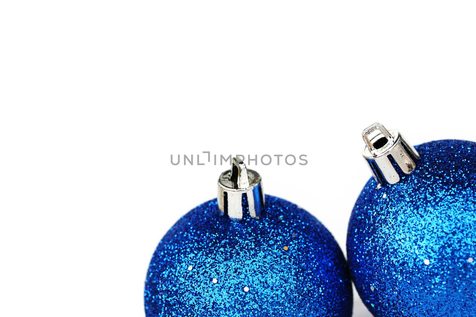 blue christmas balls isolated on white