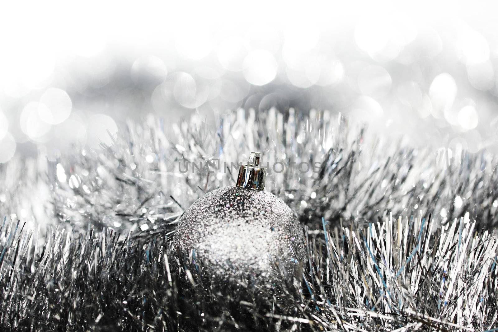 silver christmas ball on christmas background
