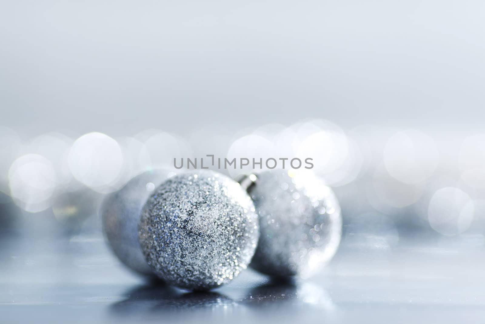 silver christmas ball macro close up