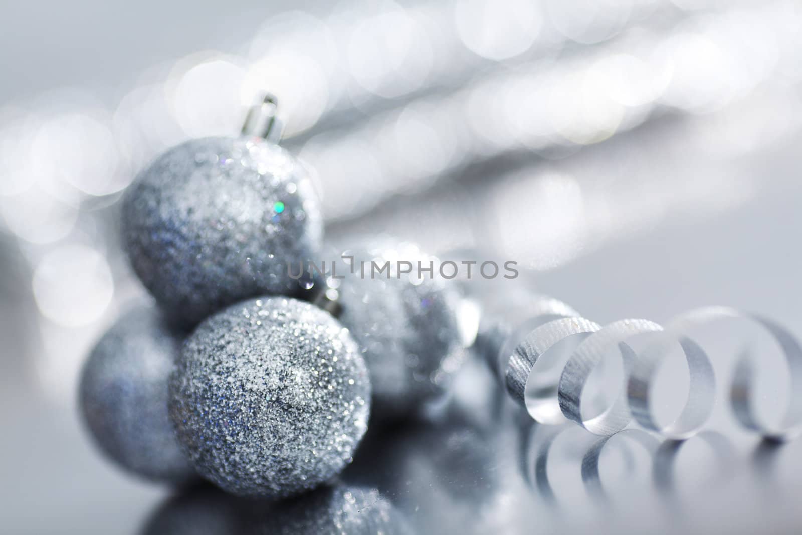 silver christmas ball macro close up