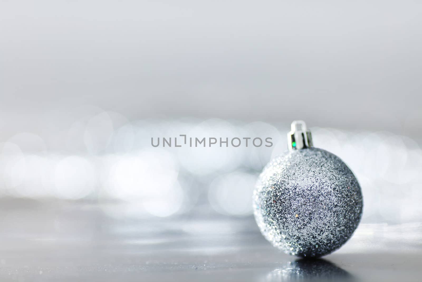 silver christmas ball macro close up