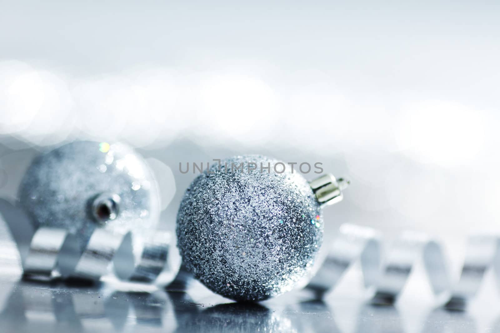 silver christmas ball macro close up