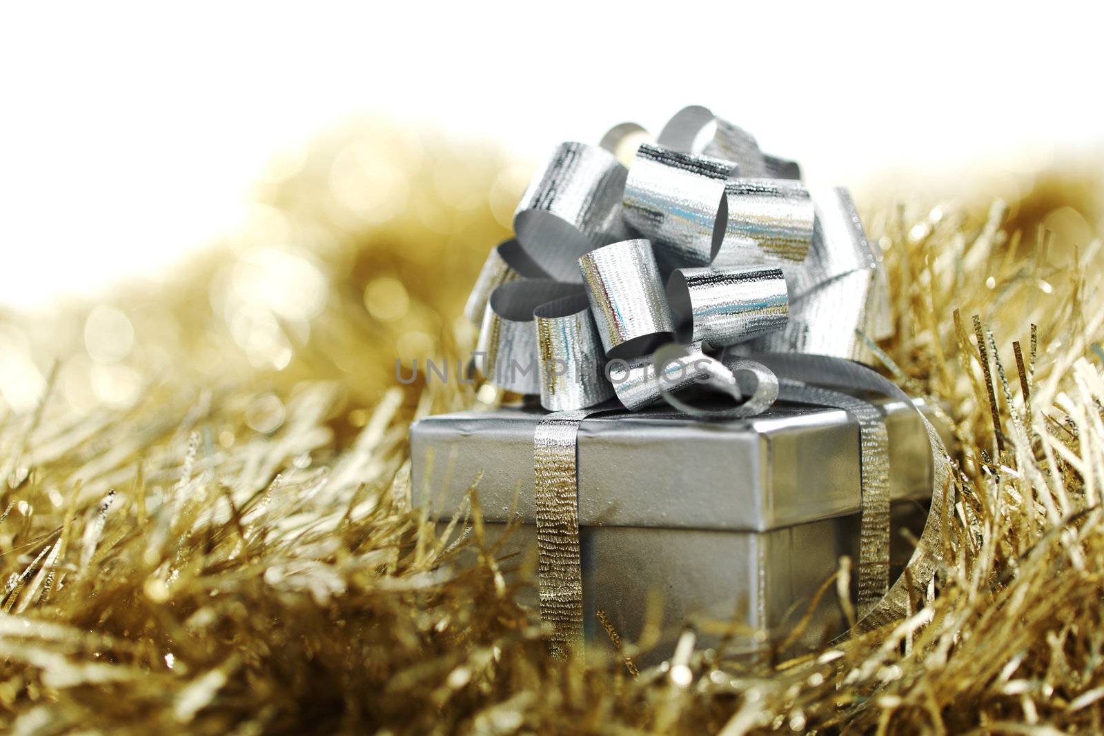silver christmas card close up
