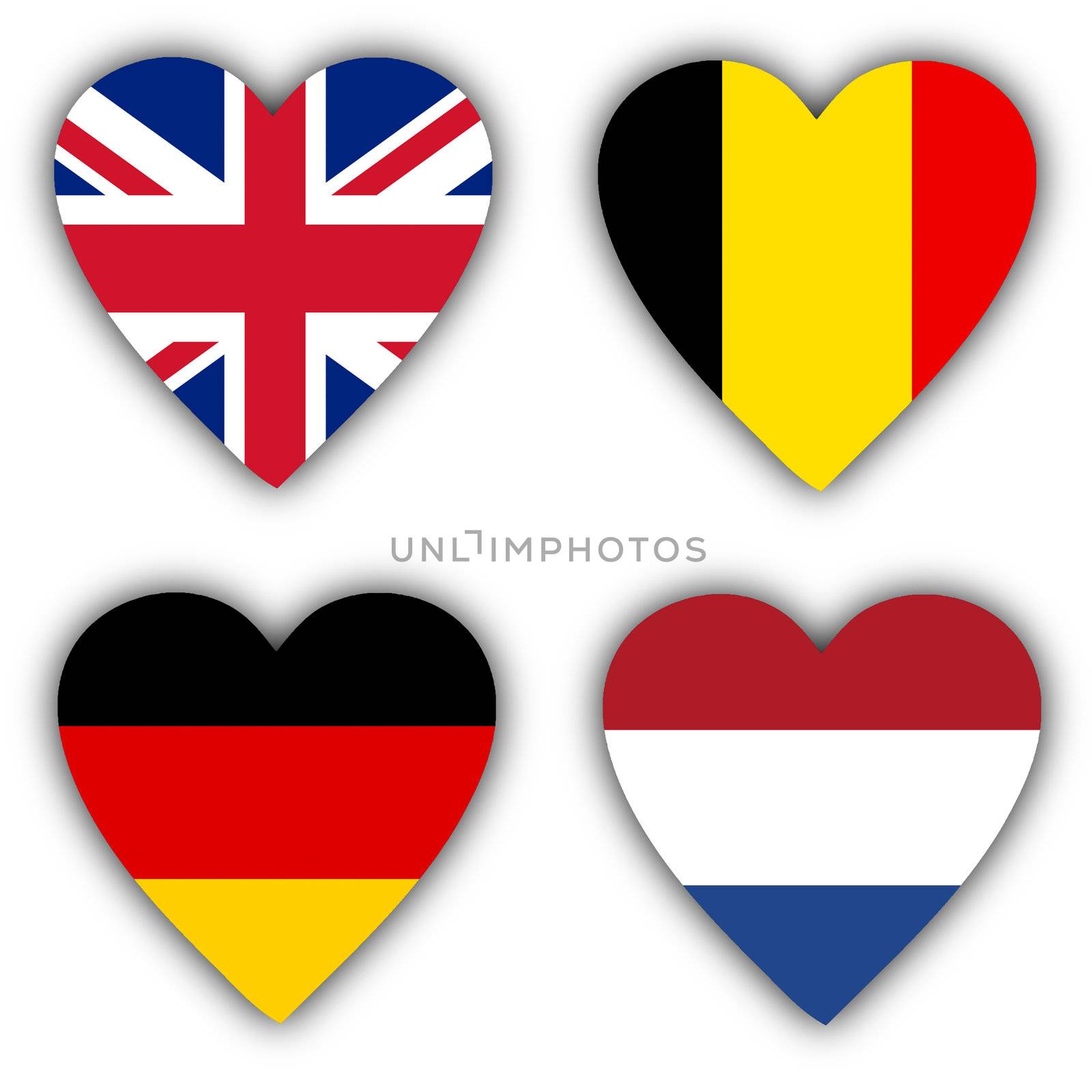 Flags in the shape of a heart, coutries by michaklootwijk