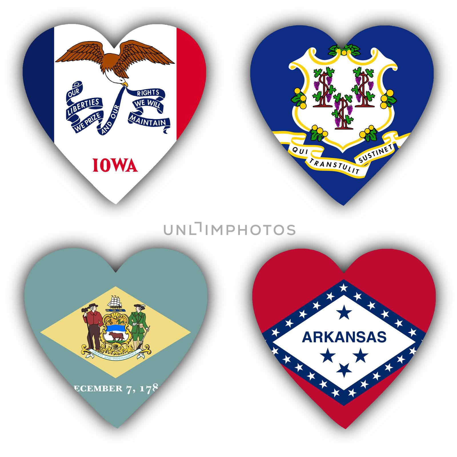 Flags in the shape of a heart, US states by michaklootwijk