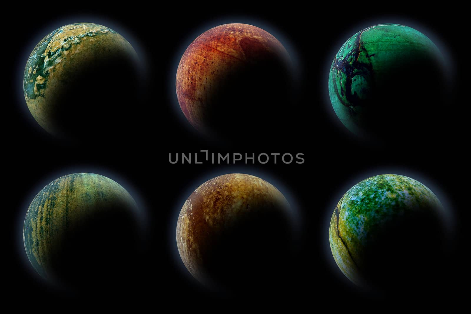 Planets in deep dark space. Abstract illustration of universe. by mozzyb