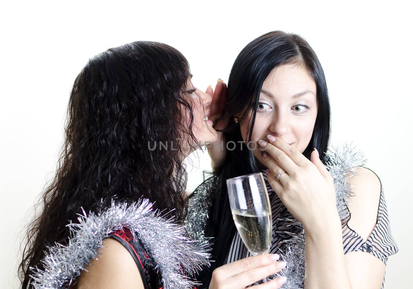 two girls gossiping at the party