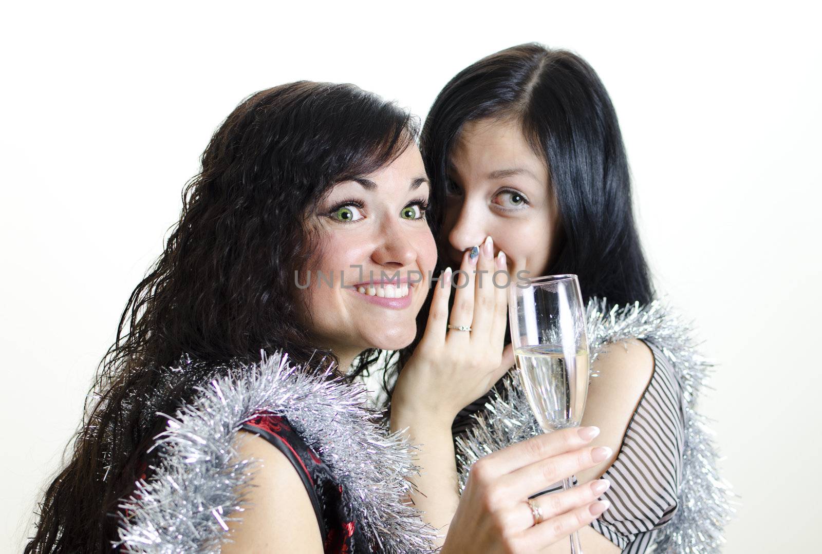 two girls gossiping at the party