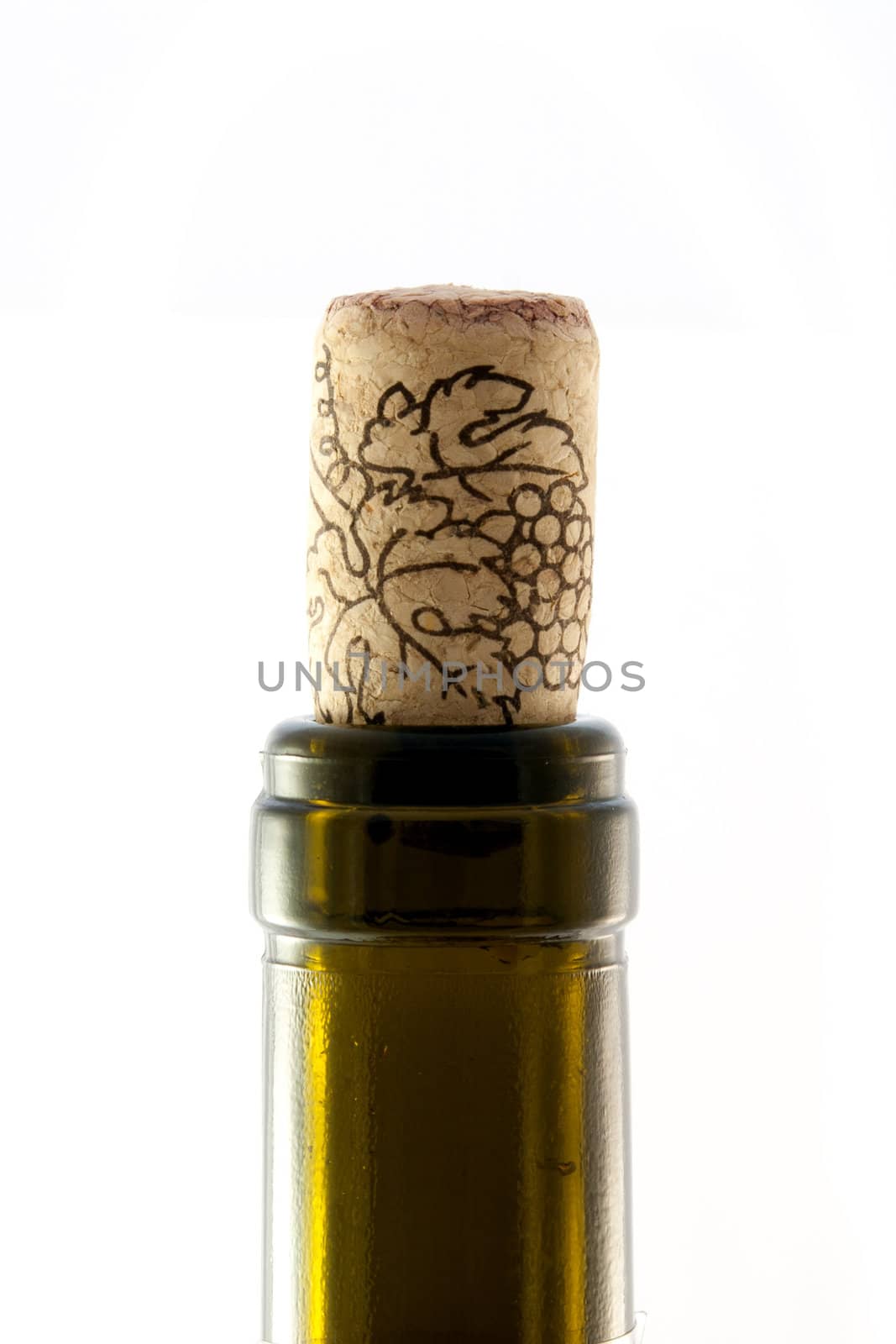 Close up wine bottle with cork