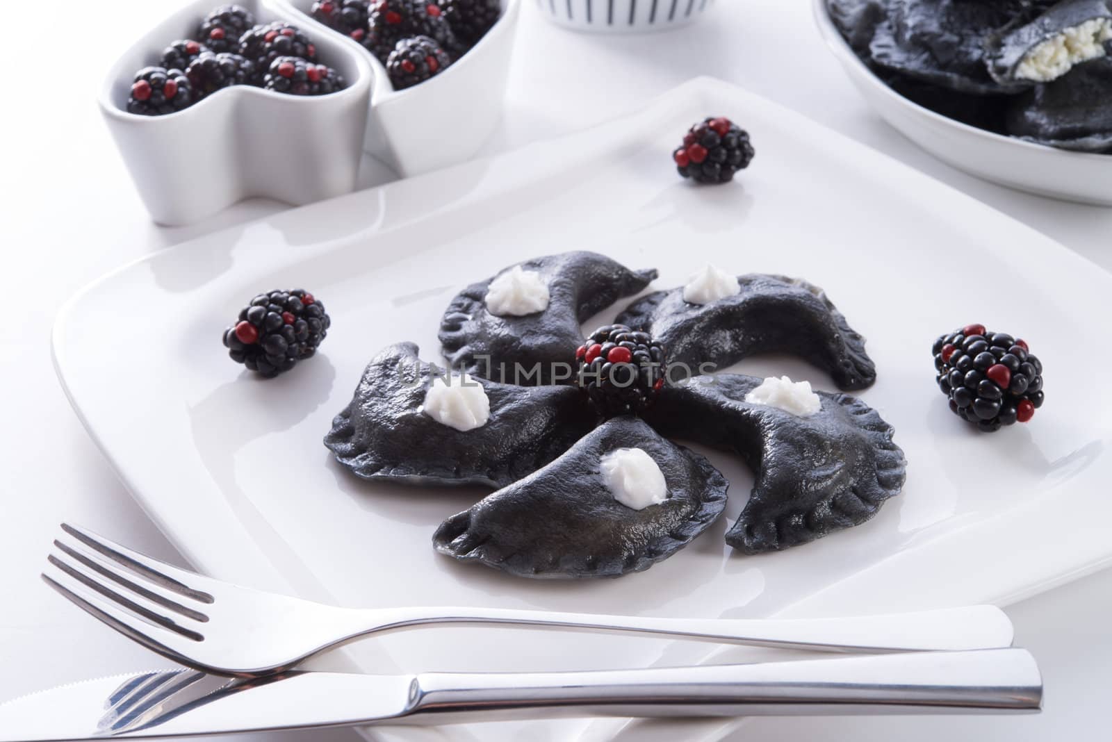 sweeten pierogi with blackberries - B & W by Darius.Dzinnik