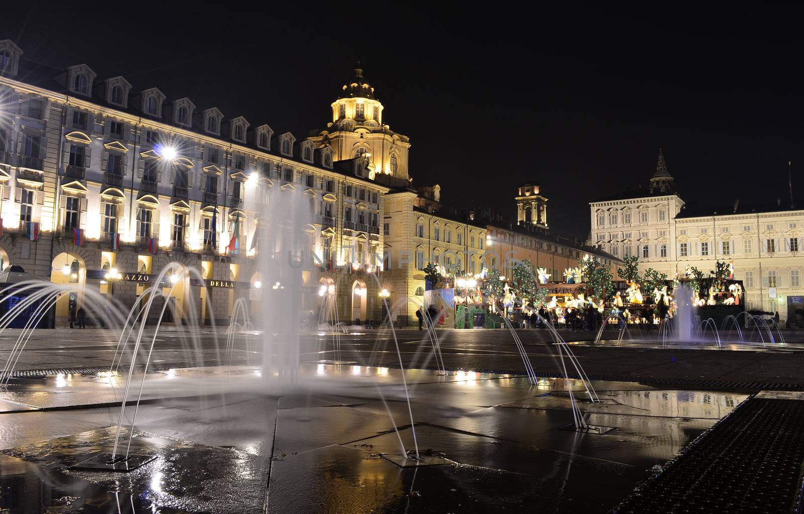 Piazza Castello in Turin at night by artofphoto