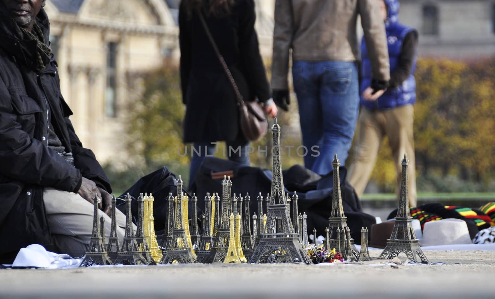 Selling eiffel Tower replicas, Paris, France