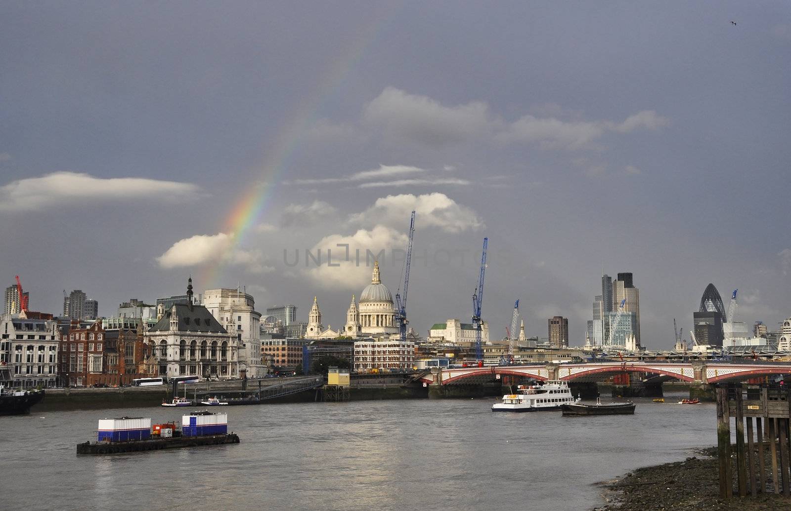 A rainbow over London, England, UK
