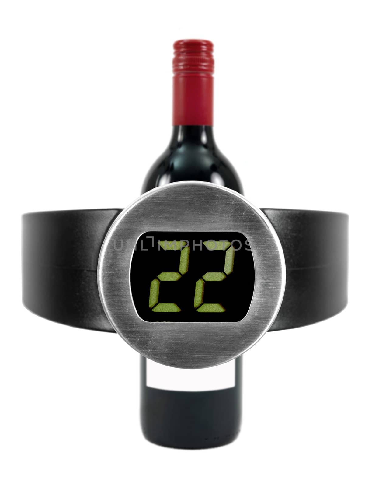 A wine thermometer isolated against a white background